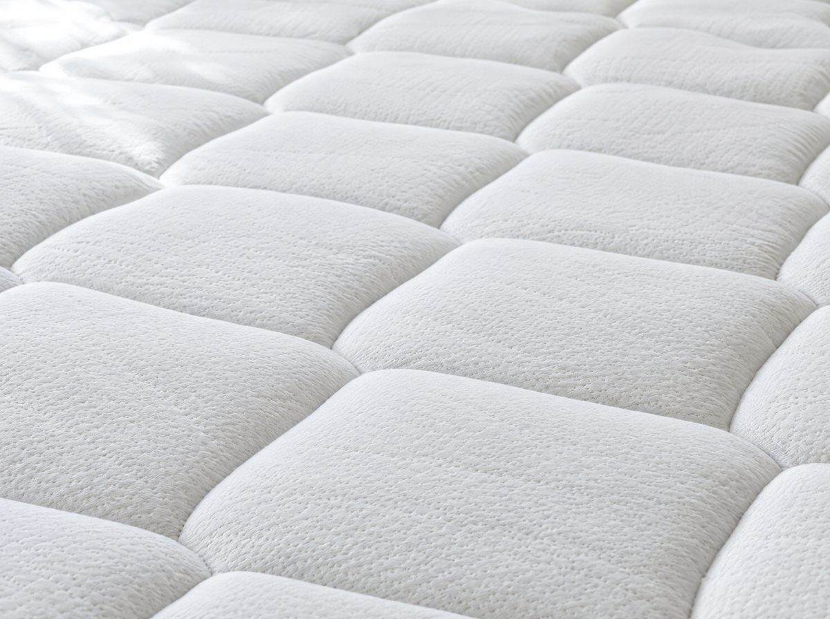 Bright white quilted mattress after VIDERR hydro extraction