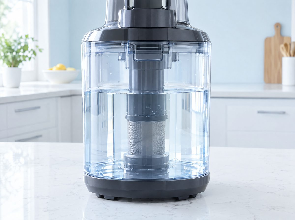 Water-filtration basin filled with clear fresh water before extraction