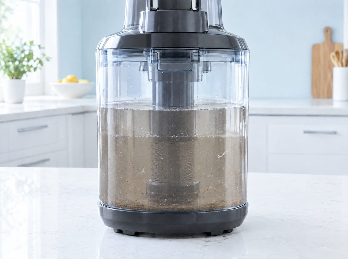 Water-filtration basin full of cloudy recovered water after extraction