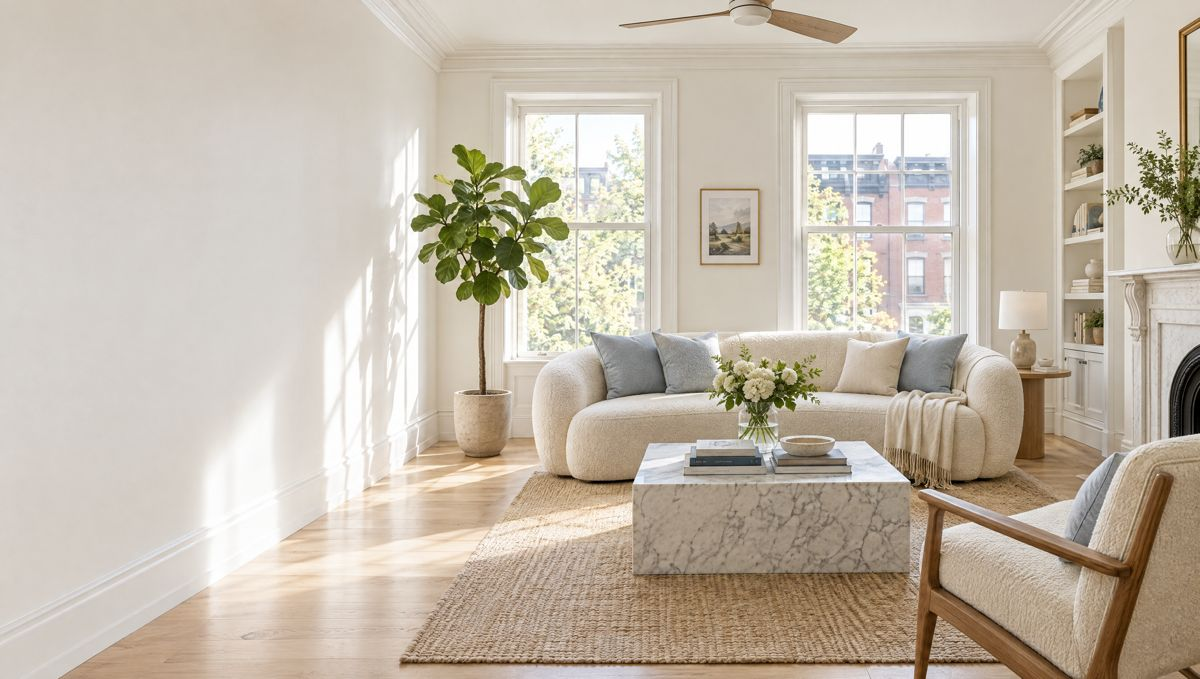 Bright living room being assessed before a VIDERR service